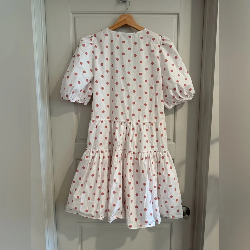 J. Crew Cotton Puff Sleeve Polka Dot Mini Dress Size‎ Small